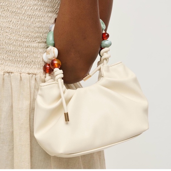 Urban Expressions Ivory Yzabelle Crossbody bag beaded handle vegan leather NWT - Picture 3 of 10